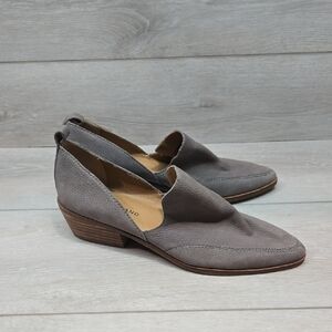 Lucky Brand Gray Women's Mahzan Slip-On Shoes The Pointed Toe Leather 8.5M